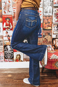 Sail Blue Stitch Patch Pocket Bootcut Jeans