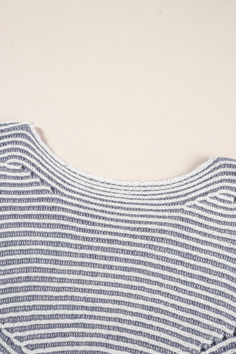 Ashleigh Blue Striped Print Ribbed Knit Raglan Sleeve Baggy Sweater