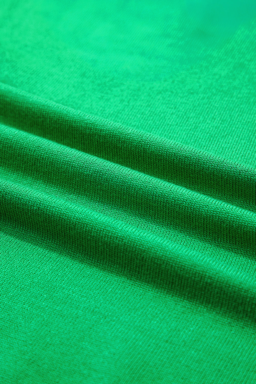 Green Contrast Trim Round Neck Short Sleeve Loose Knit Top