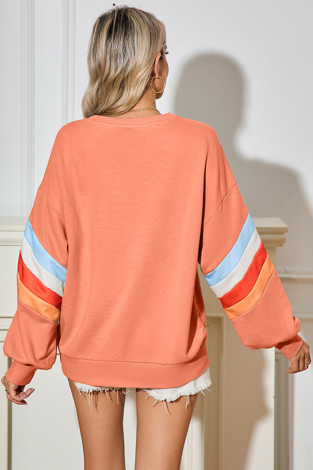 Flamingo Patchwork Drop Sleeve Loose Sweatshirt
