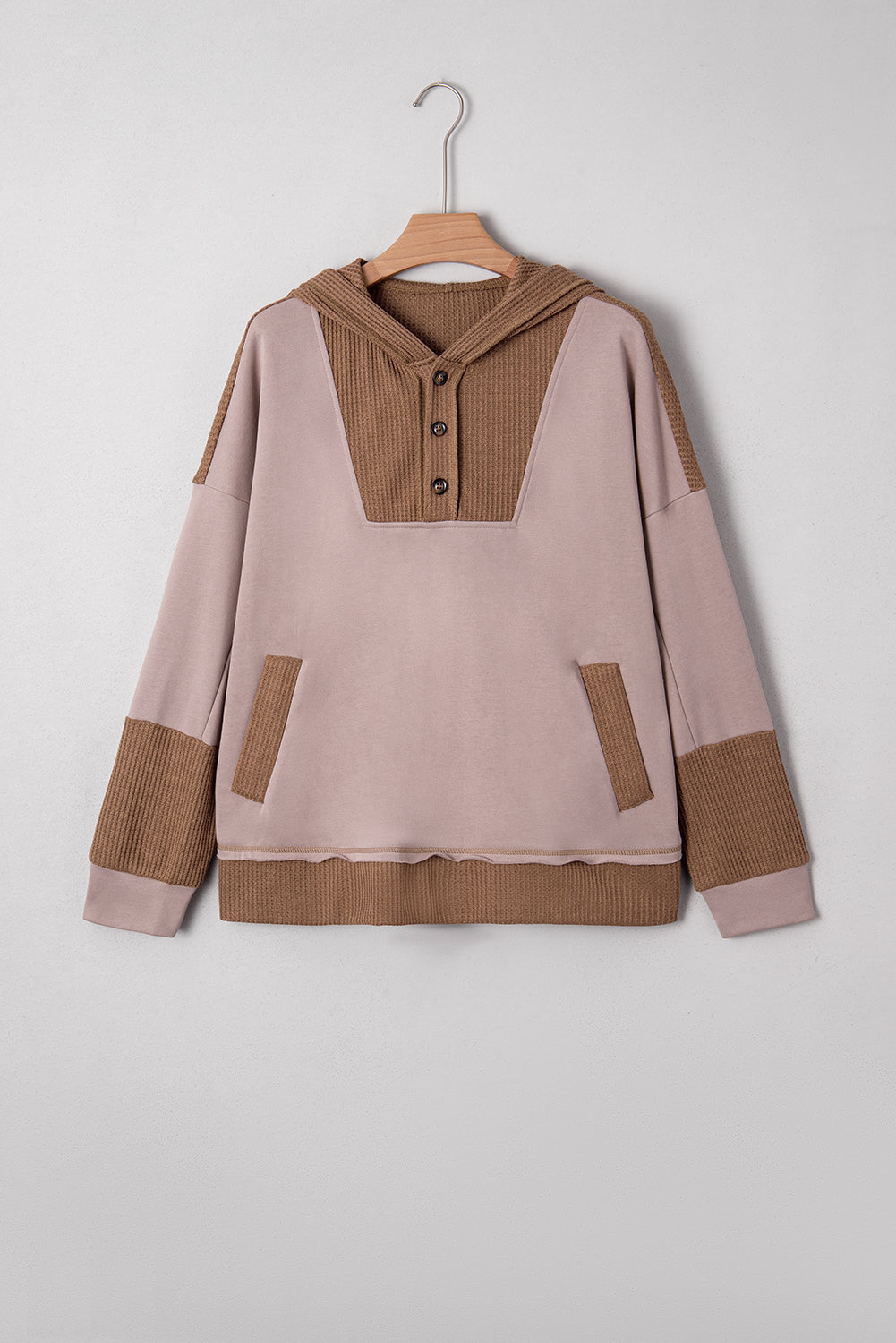 Goat Waffle Patchwork Exposed Seam Oversized Hoodie