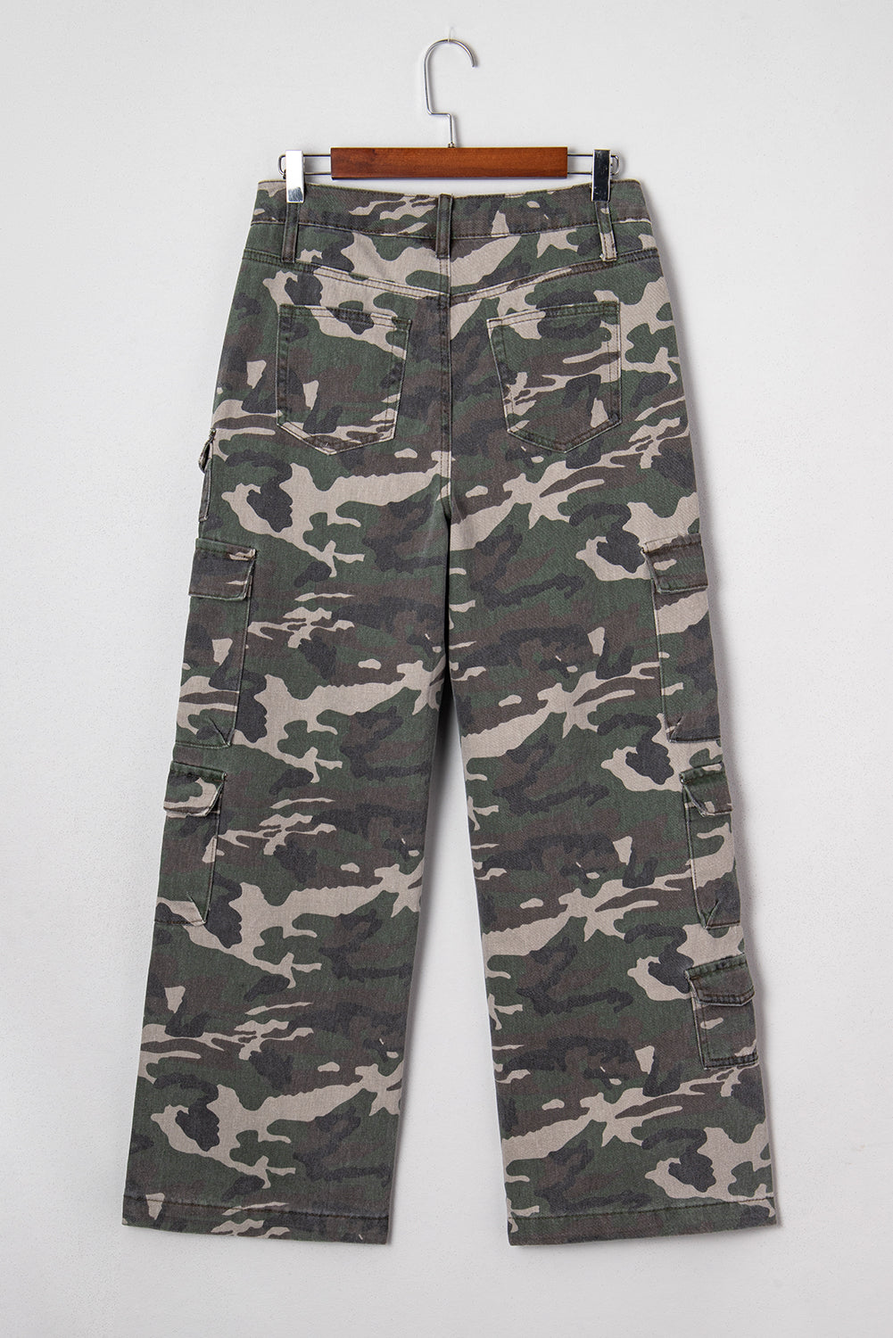 Green Camo Multi Pocket Cargo Wide Leg Jeans