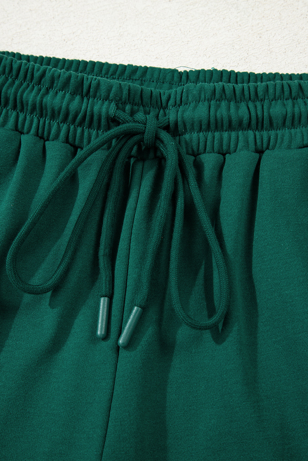 Evergreen Varsity Striped Sleeve Drop Shoulder Sweatshirt and Shorts Set