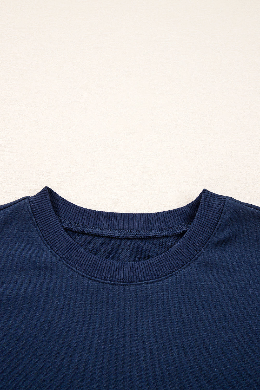 Navy Blue Preppy Striped Sleeve Loose Sweatshirt