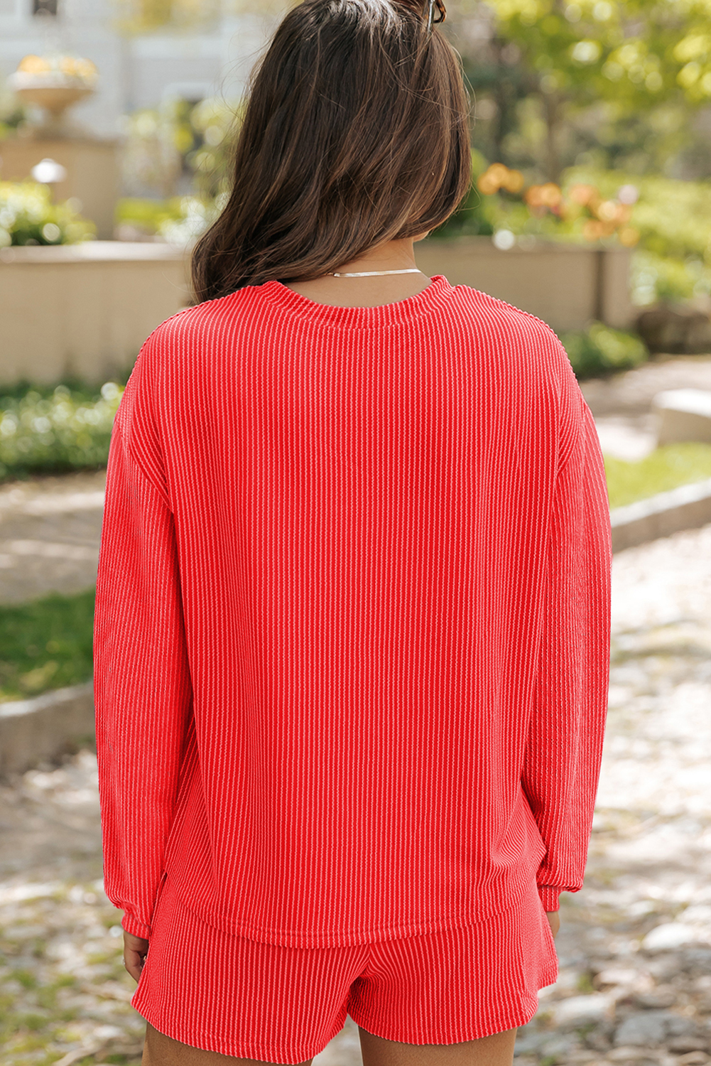 Gold Flame Sequin Christmas Tree Graphic Patch Application Long Sleeve Top and Shorts Set