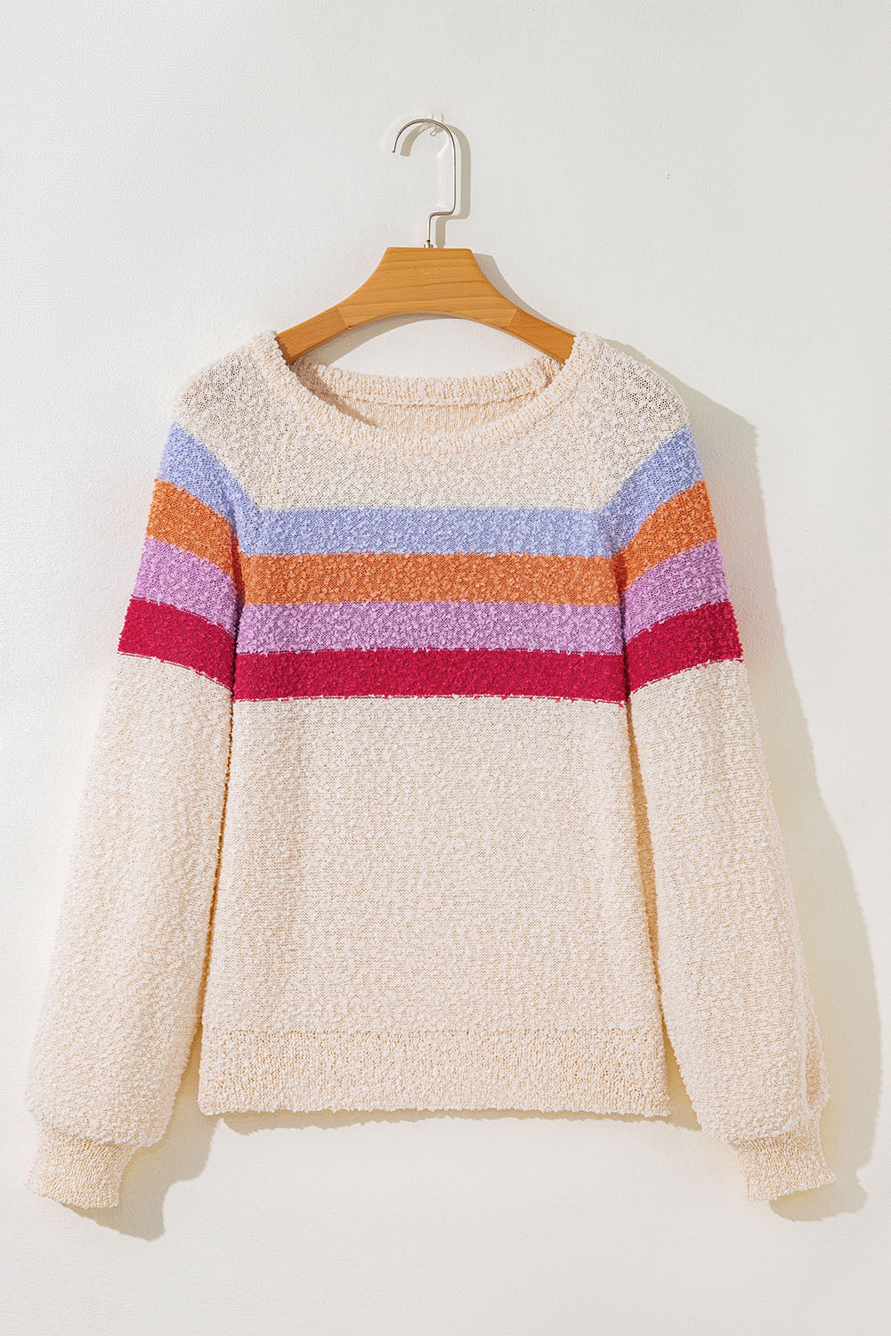 Jet Stream Striped Colorblock Drop Shoulder Textured Sweater